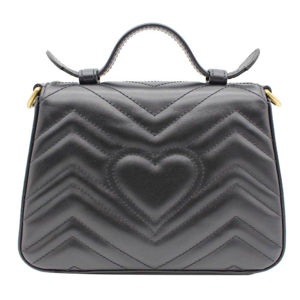 GUCCI  GG Marmont Mini Leather Top Handle Shoulder Bag Black 547260 - Picture 3 of 12